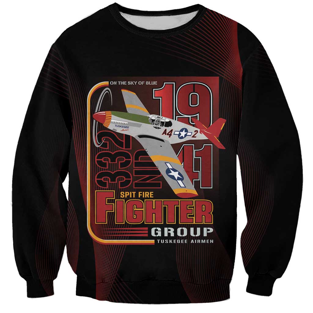 Tuskegee Airmen 332nd Spit Fire Sweatshirt On The Blue Sky - Wonder Print Shop