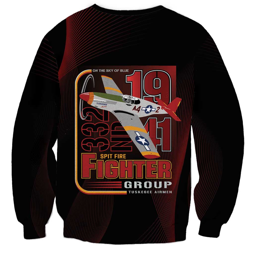 Tuskegee Airmen 332nd Spit Fire Sweatshirt On The Blue Sky - Wonder Print Shop