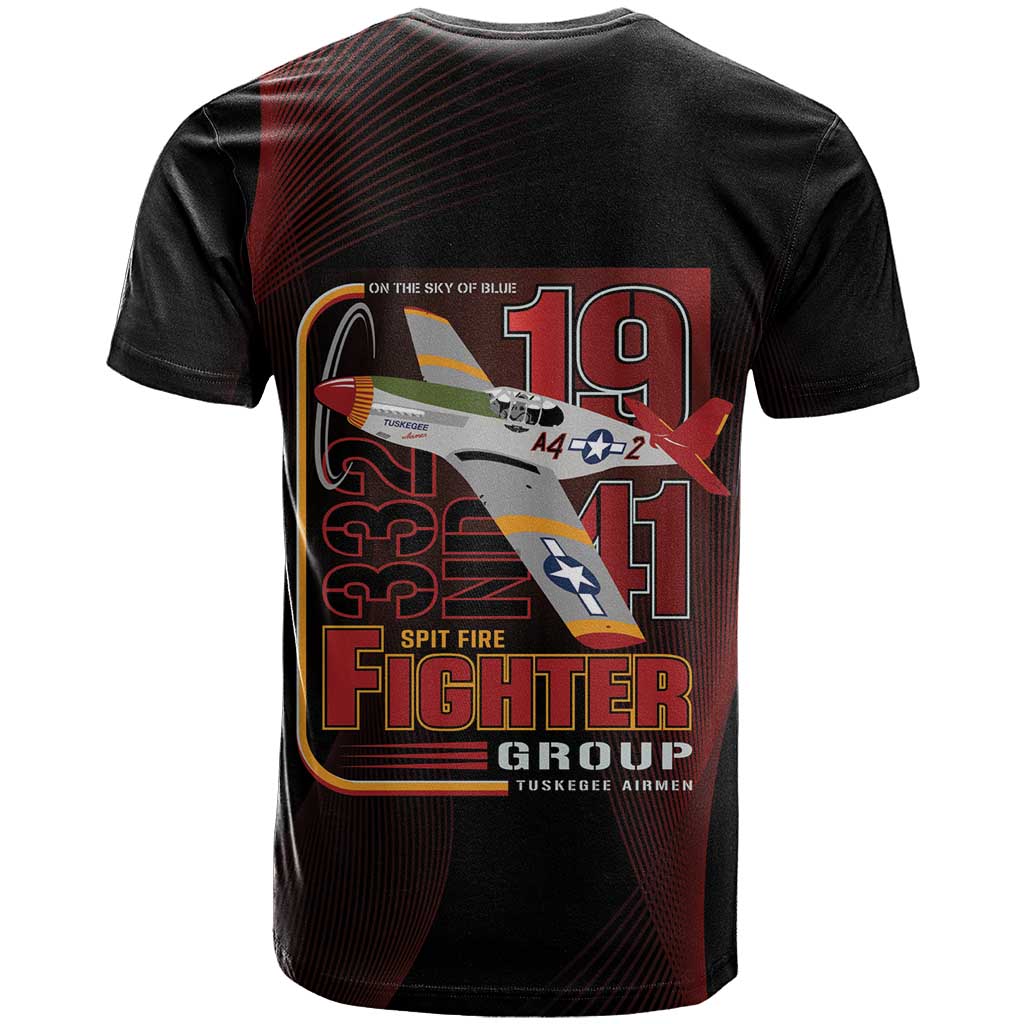 Tuskegee Airmen 332nd Spit Fire T Shirt On The Blue Sky - Wonder Print Shop