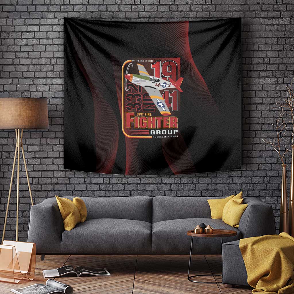 Tuskegee Airmen 332nd Spit Fire Tapestry On The Blue Sky - Wonder Print Shop