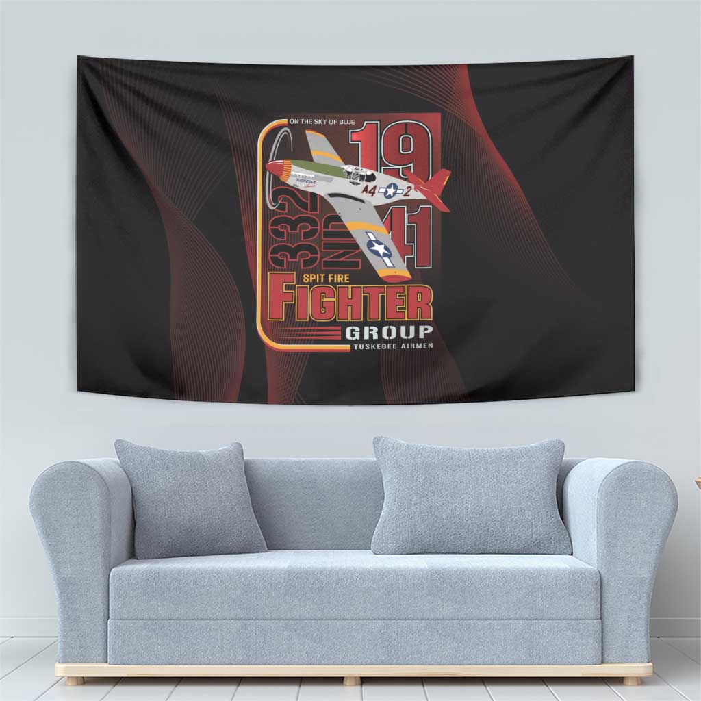 Tuskegee Airmen 332nd Spit Fire Tapestry On The Blue Sky - Wonder Print Shop