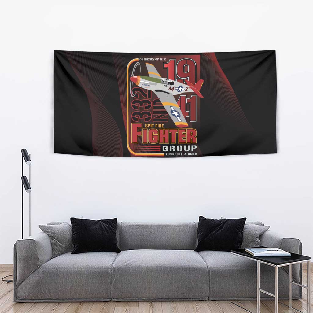 Tuskegee Airmen 332nd Spit Fire Tapestry On The Blue Sky - Wonder Print Shop