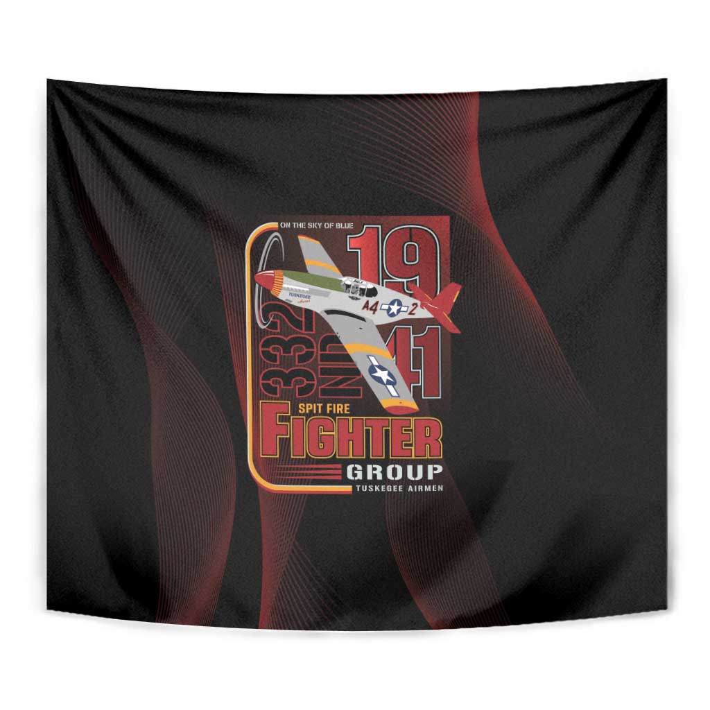Tuskegee Airmen 332nd Spit Fire Tapestry On The Blue Sky - Wonder Print Shop