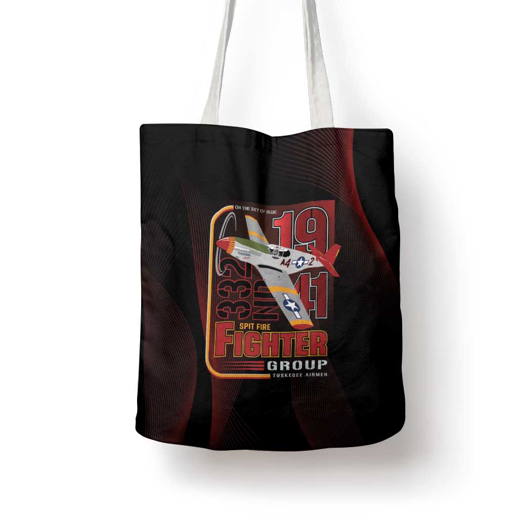 Tuskegee Airmen 332nd Spit Fire Tote Bag On The Blue Sky - Wonder Print Shop