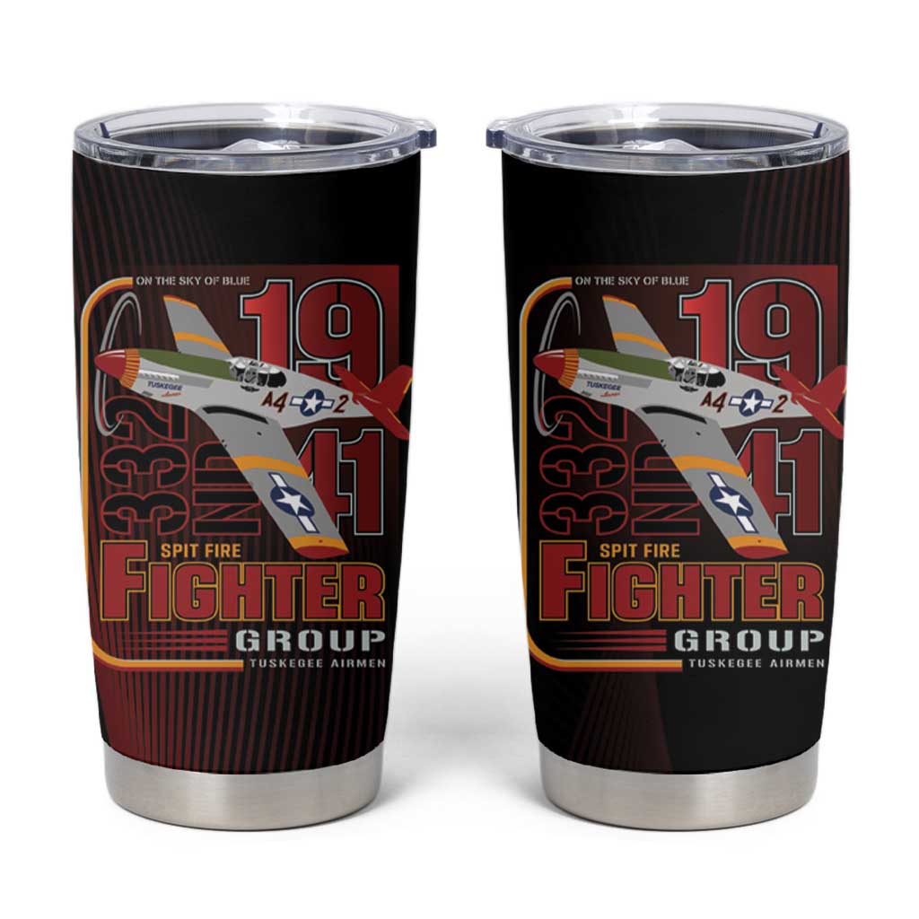 Tuskegee Airmen 332nd Spit Fire Tumbler Cup On The Blue Sky - Wonder Print Shop