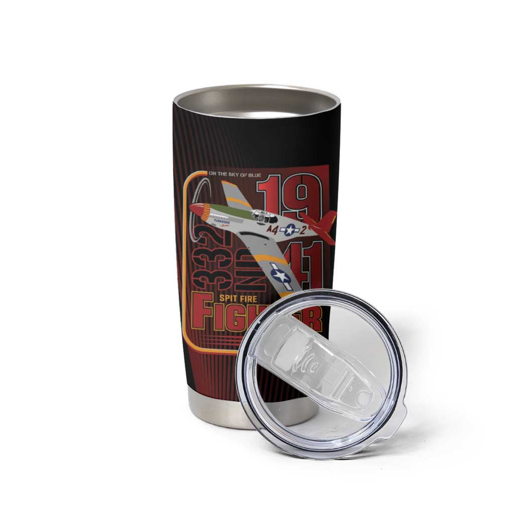 Tuskegee Airmen 332nd Spit Fire Tumbler Cup On The Blue Sky - Wonder Print Shop