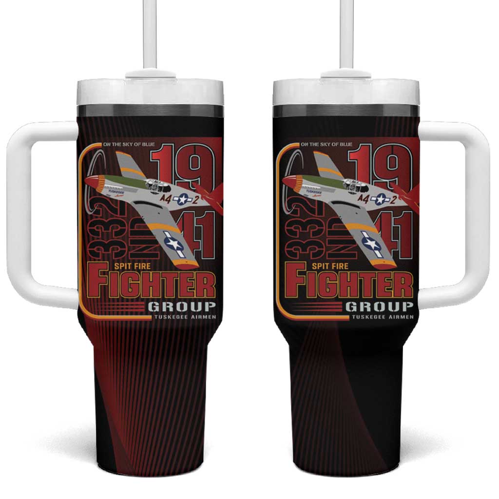 Tuskegee Airmen 332nd Spit Fire Tumbler With Handle On The Blue Sky - Wonder Print Shop