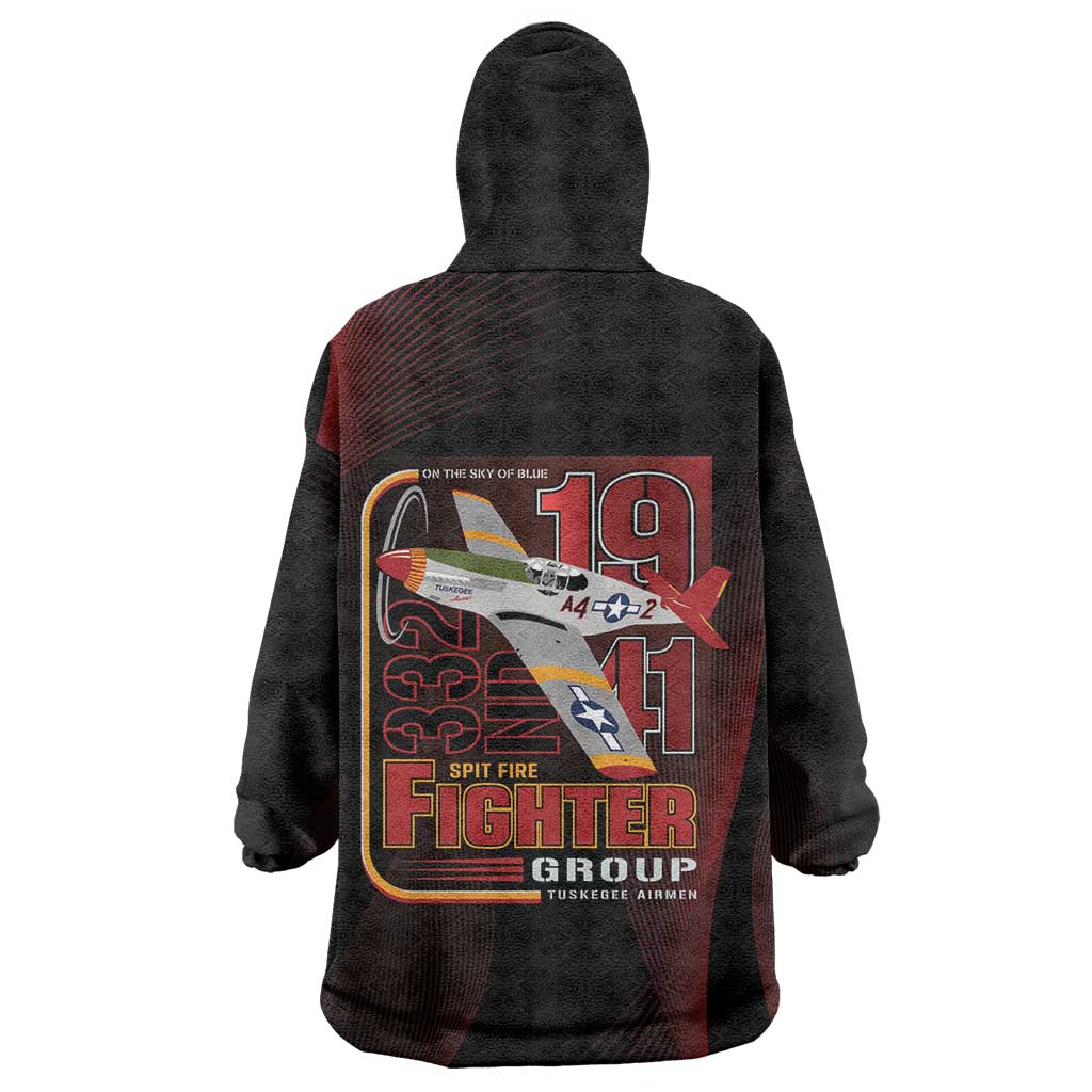 Tuskegee Airmen 332nd Spit Fire Wearable Blanket Hoodie On The Blue Sky - Wonder Print Shop