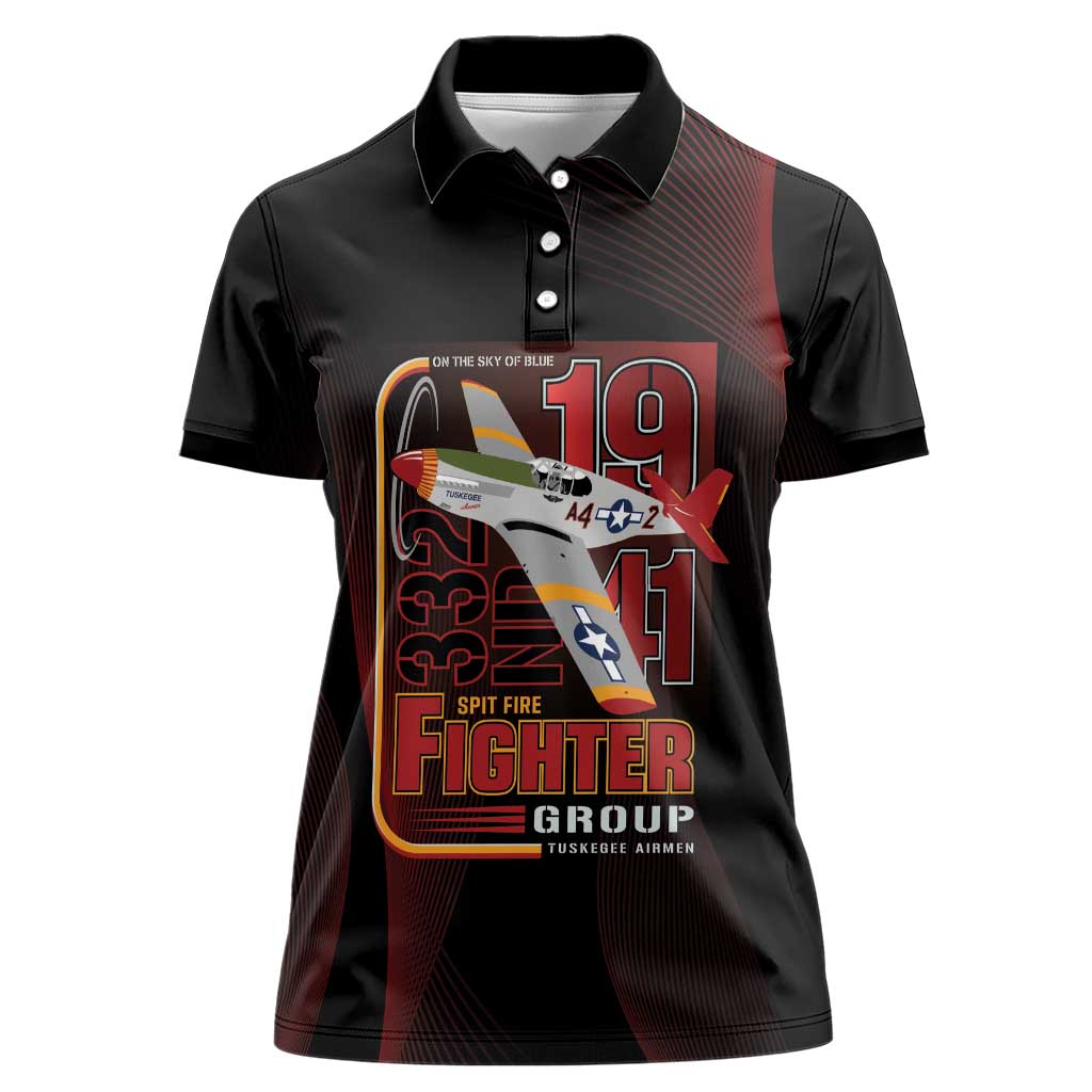Tuskegee Airmen 332nd Spit Fire Women Polo Shirt On The Blue Sky - Wonder Print Shop