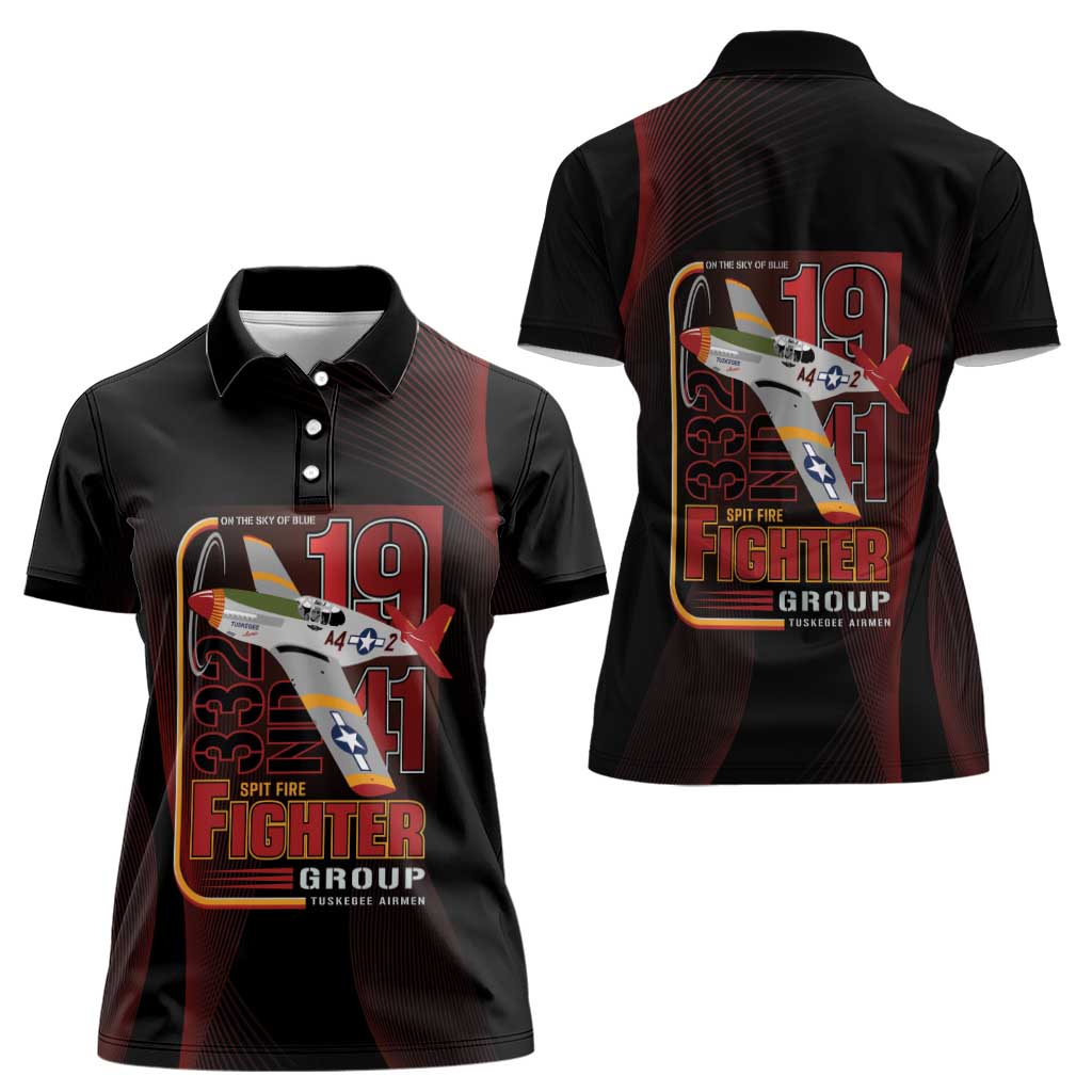 Tuskegee Airmen 332nd Spit Fire Women Polo Shirt On The Blue Sky - Wonder Print Shop