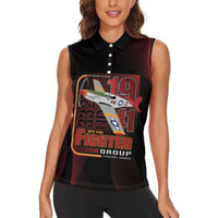 Tuskegee Airmen 332nd Spit Fire Women Sleeveless Polo Shirt On The Blue Sky - Wonder Print Shop
