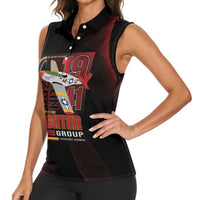 Tuskegee Airmen 332nd Spit Fire Women Sleeveless Polo Shirt On The Blue Sky - Wonder Print Shop