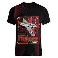 Tuskegee Airmen 332nd Spit Fire Women V-Neck T-Shirt On The Blue Sky - Wonder Print Shop