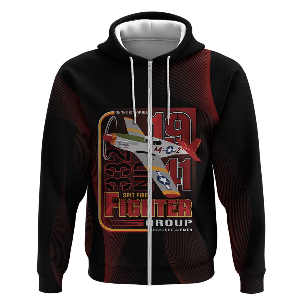 Tuskegee Airmen 332nd Spit Fire Zip Hoodie On The Blue Sky - Wonder Print Shop