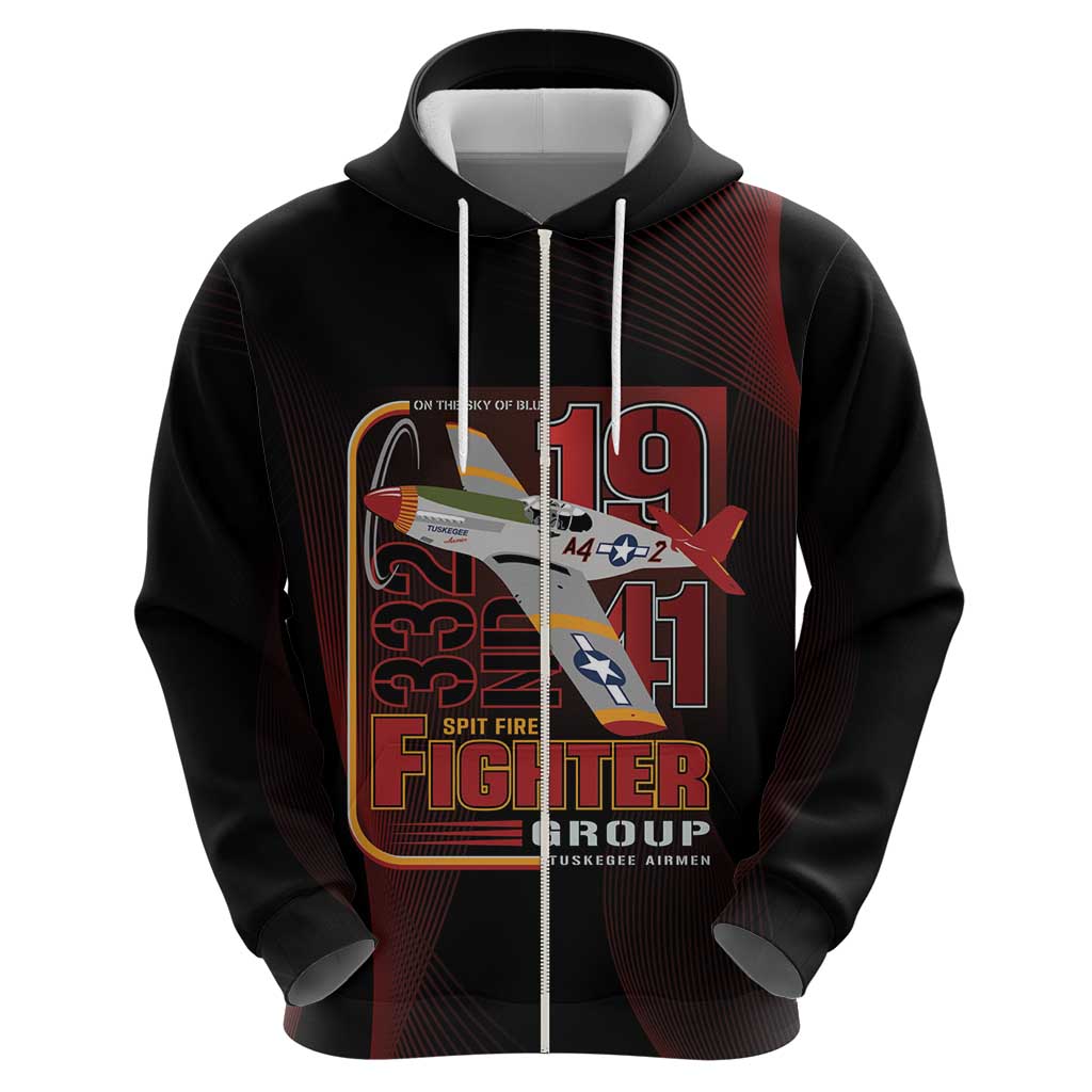 Tuskegee Airmen 332nd Spit Fire Zip Hoodie On The Blue Sky - Wonder Print Shop