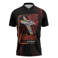 Tuskegee Airmen 332nd Spit Fire Zipper Polo Shirt On The Blue Sky - Wonder Print Shop