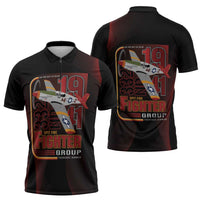Tuskegee Airmen 332nd Spit Fire Zipper Polo Shirt On The Blue Sky - Wonder Print Shop