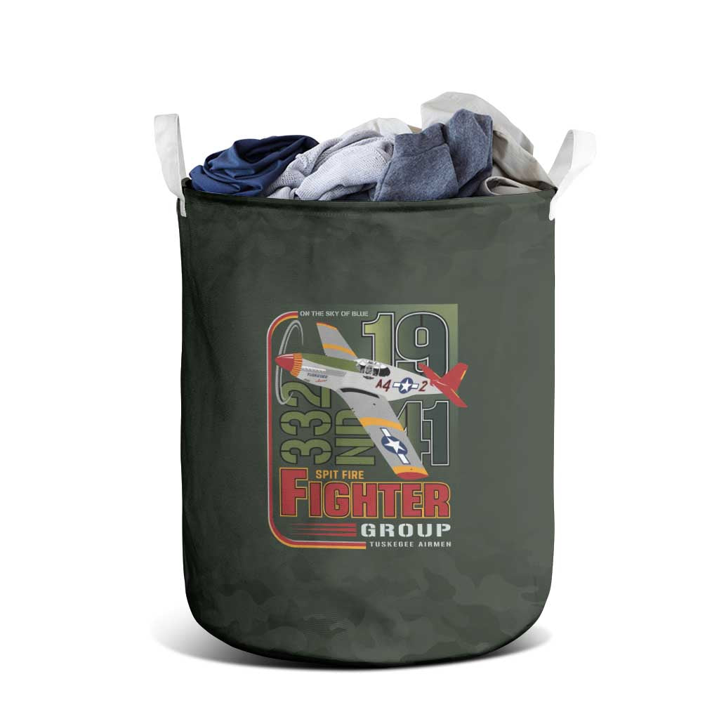 Tuskegee Airmen 332nd Spit Fire Laundry Basket Camo Moss Green - Wonder Print Shop
