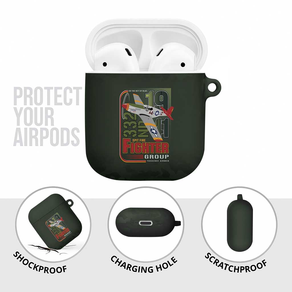 Tuskegee Airmen 332nd Spit Fire AirPods Case Camo Moss Green - Wonder Print Shop