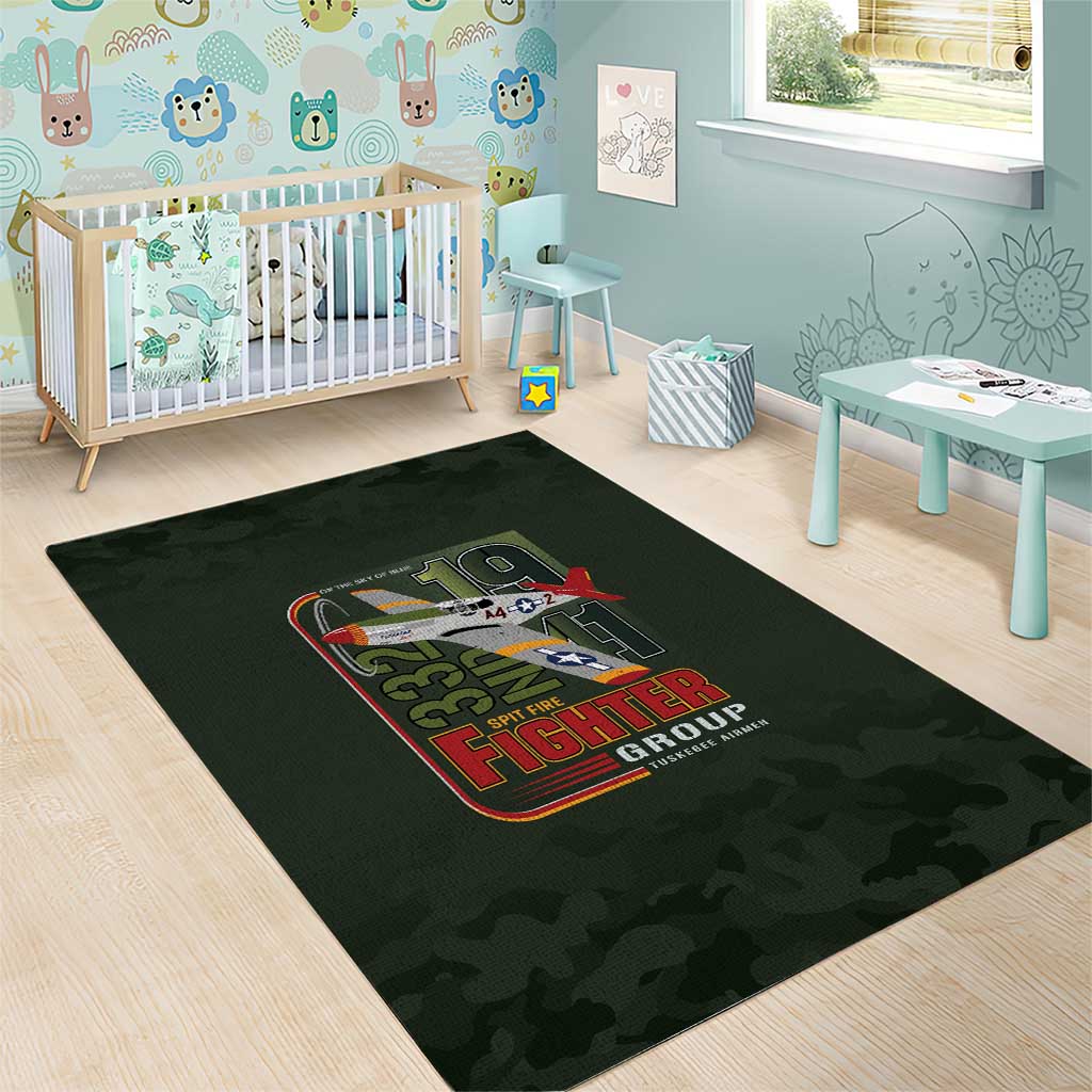 Tuskegee Airmen 332nd Spit Fire Area Rug Camo Moss Green - Wonder Print Shop
