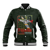 Tuskegee Airmen 332nd Spit Fire Baseball Jacket Camo Moss Green - Wonder Print Shop