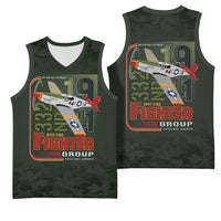 Tuskegee Airmen 332nd Spit Fire Basketball Jersey Camo Moss Green - Wonder Print Shop