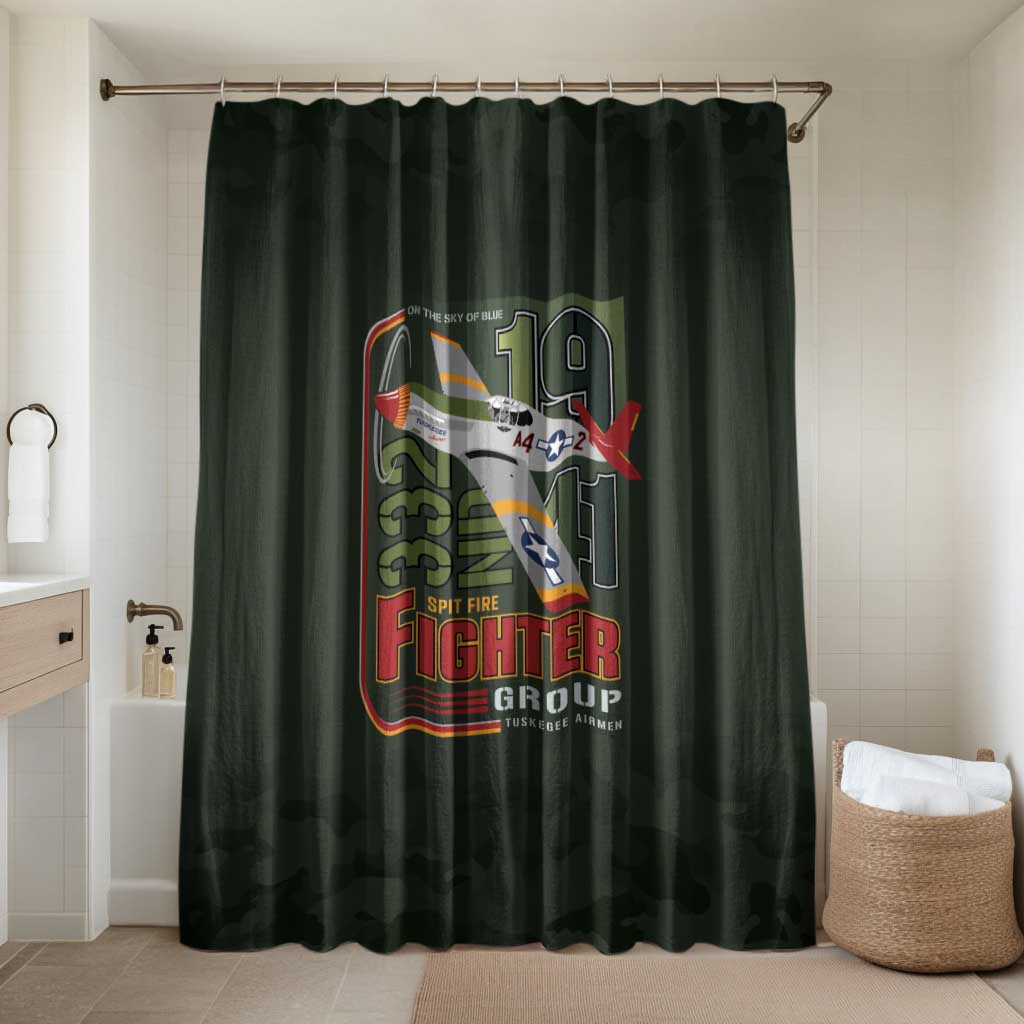 Tuskegee Airmen 332nd Spit Fire Bathroom Set Camo Moss Green - Wonder Print Shop