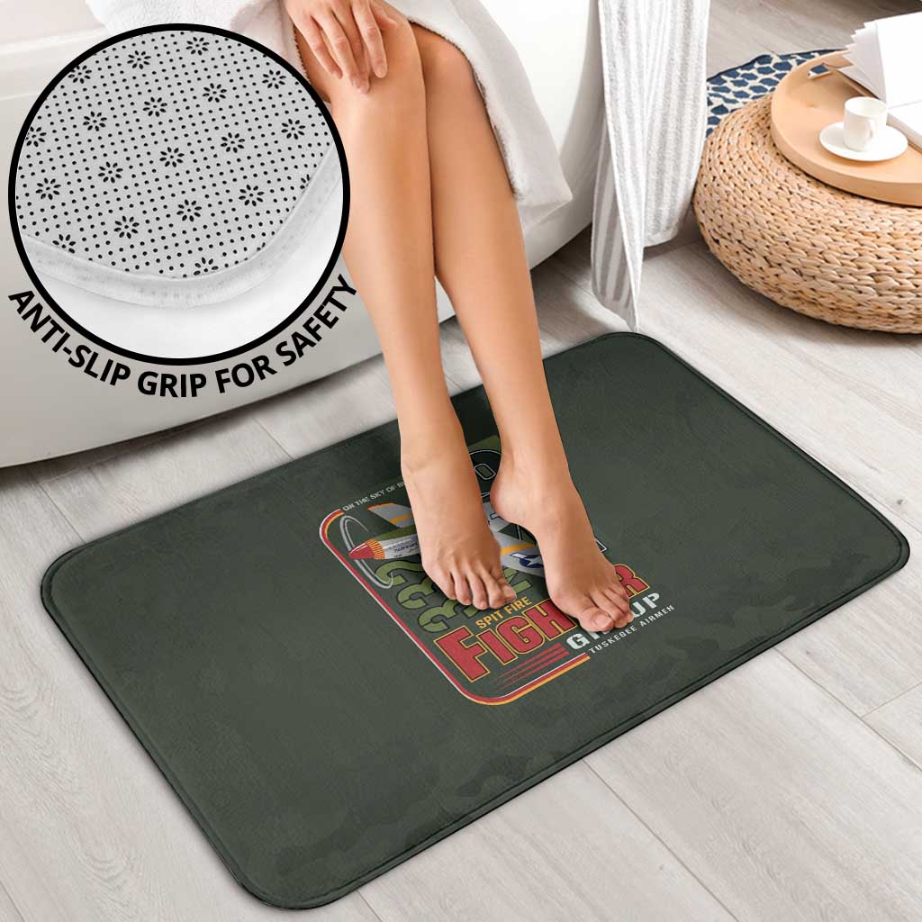 Tuskegee Airmen 332nd Spit Fire Bathroom Set Camo Moss Green - Wonder Print Shop