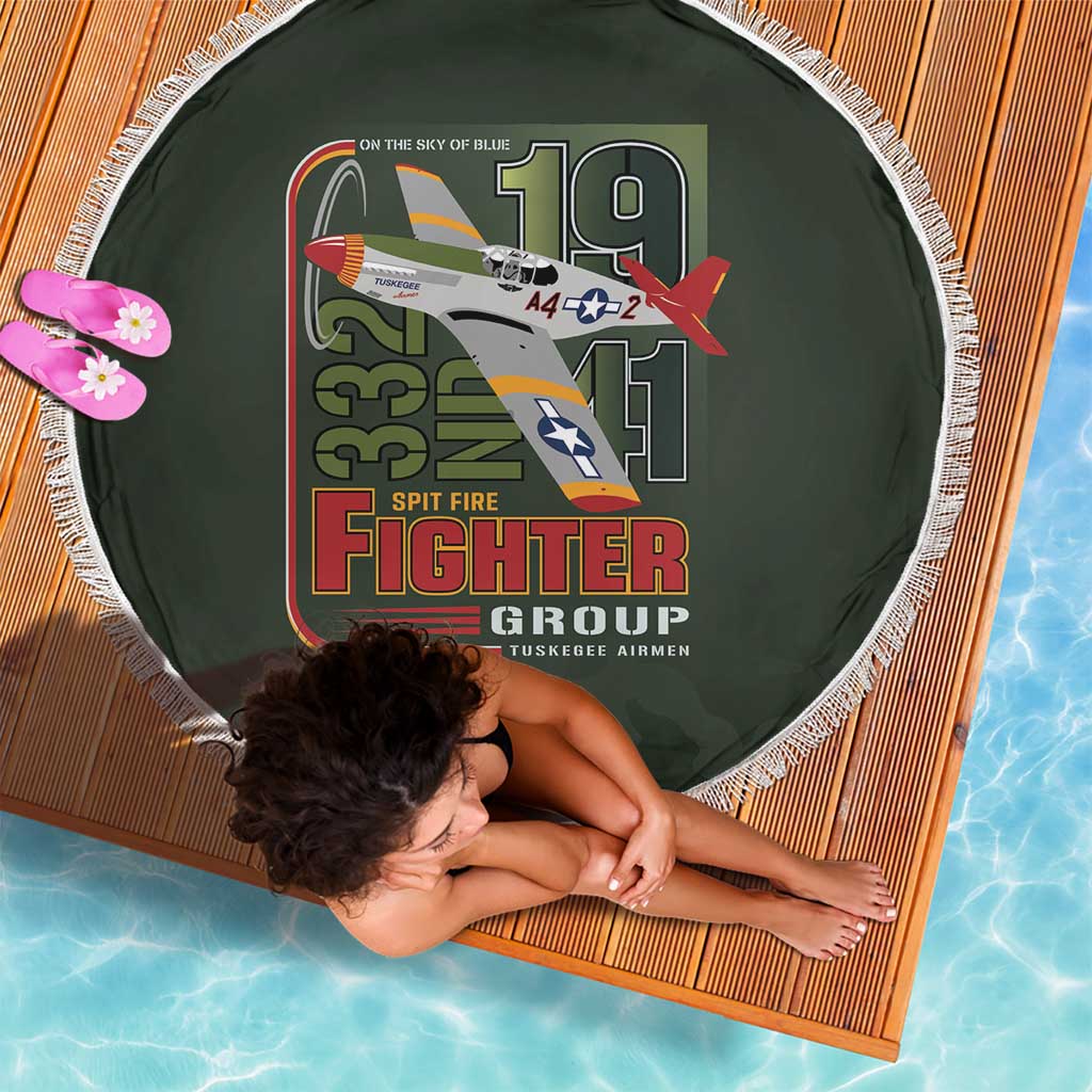 Tuskegee Airmen 332nd Spit Fire Beach Blanket Camo Moss Green - Wonder Print Shop