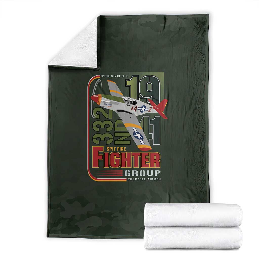 Tuskegee Airmen 332nd Spit Fire Blanket Camo Moss Green - Wonder Print Shop