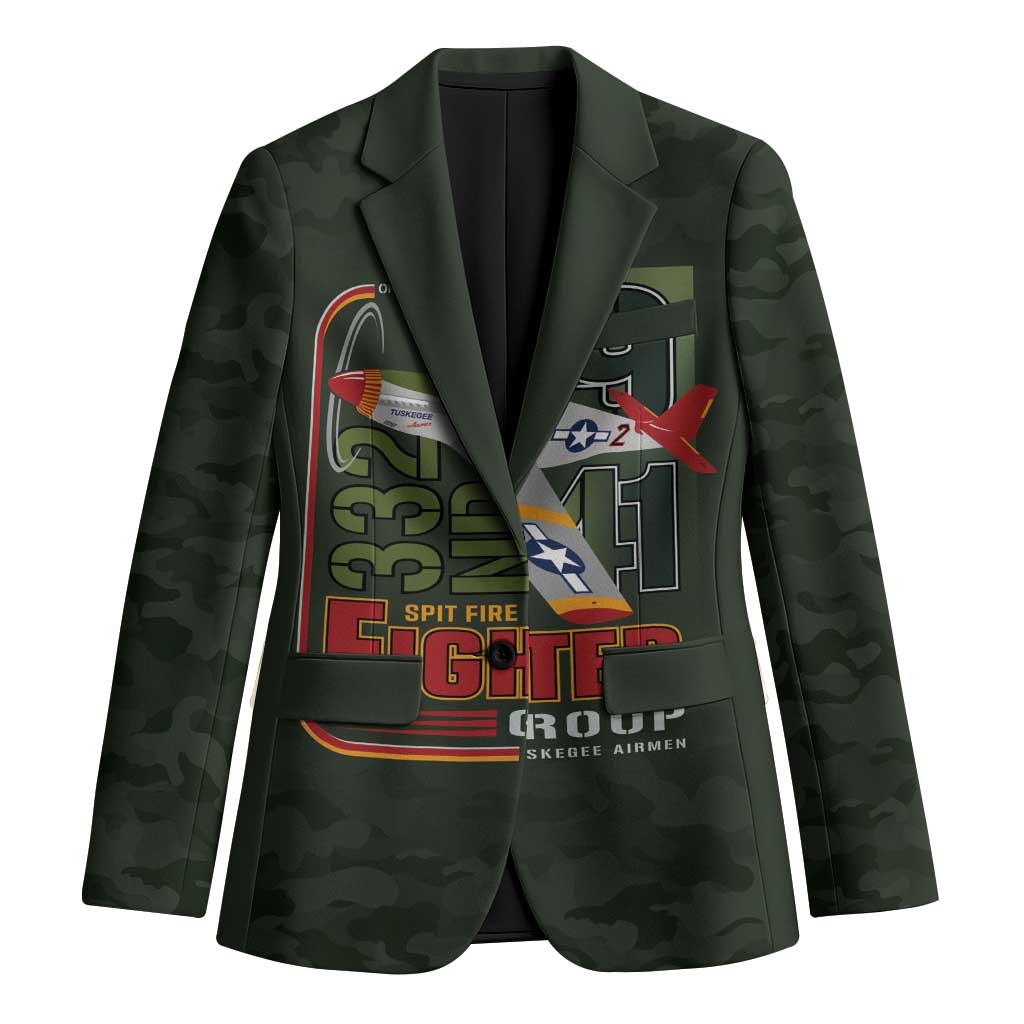 Tuskegee Airmen 332nd Spit Fire Blazer Camo Moss Green - Wonder Print Shop