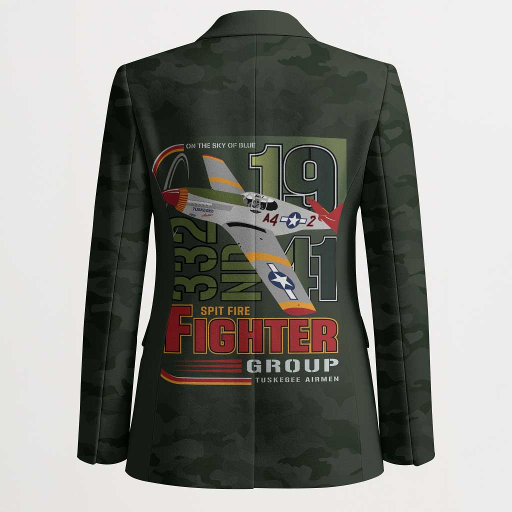 Tuskegee Airmen 332nd Spit Fire Blazer Camo Moss Green - Wonder Print Shop