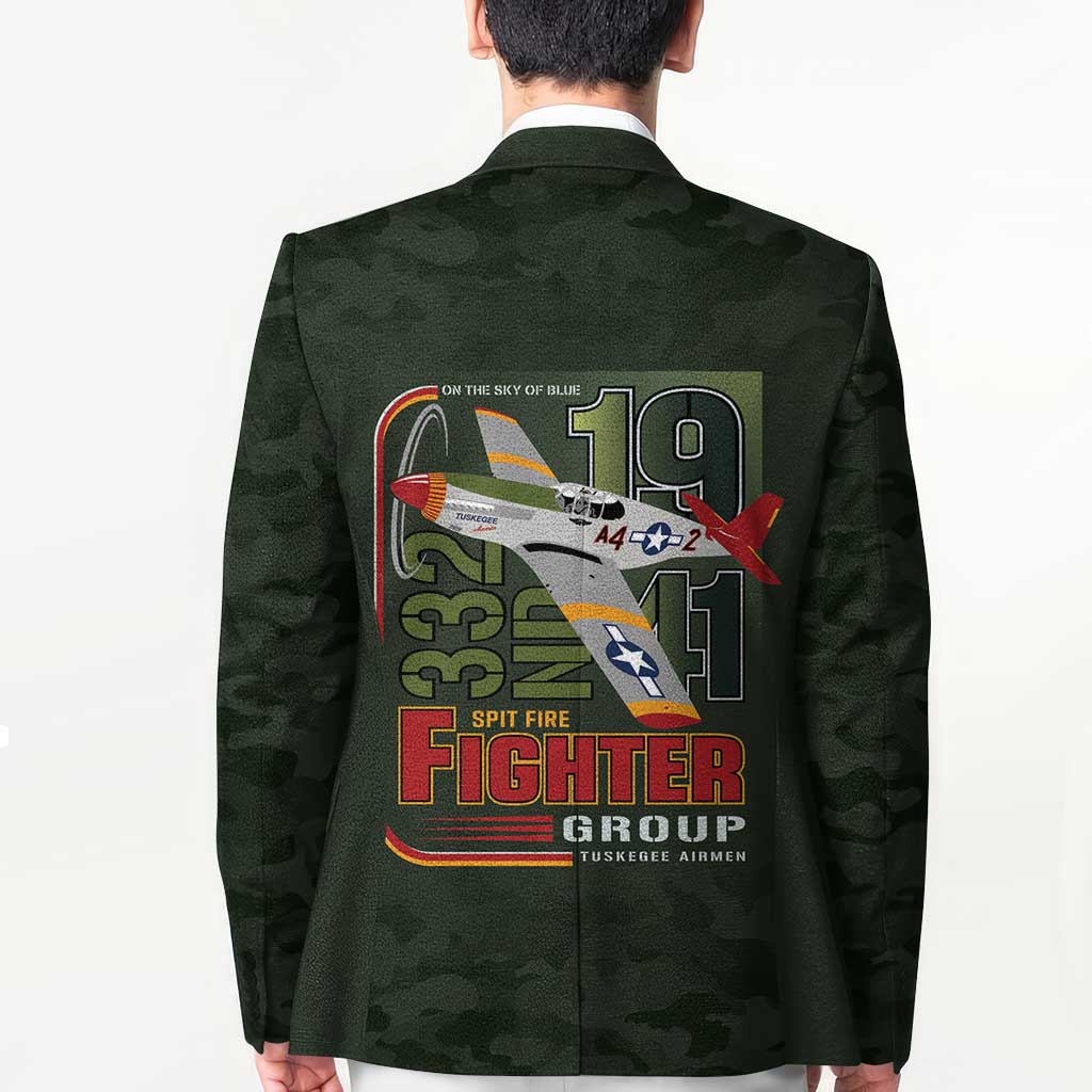 Tuskegee Airmen 332nd Spit Fire Blazer Camo Moss Green - Wonder Print Shop