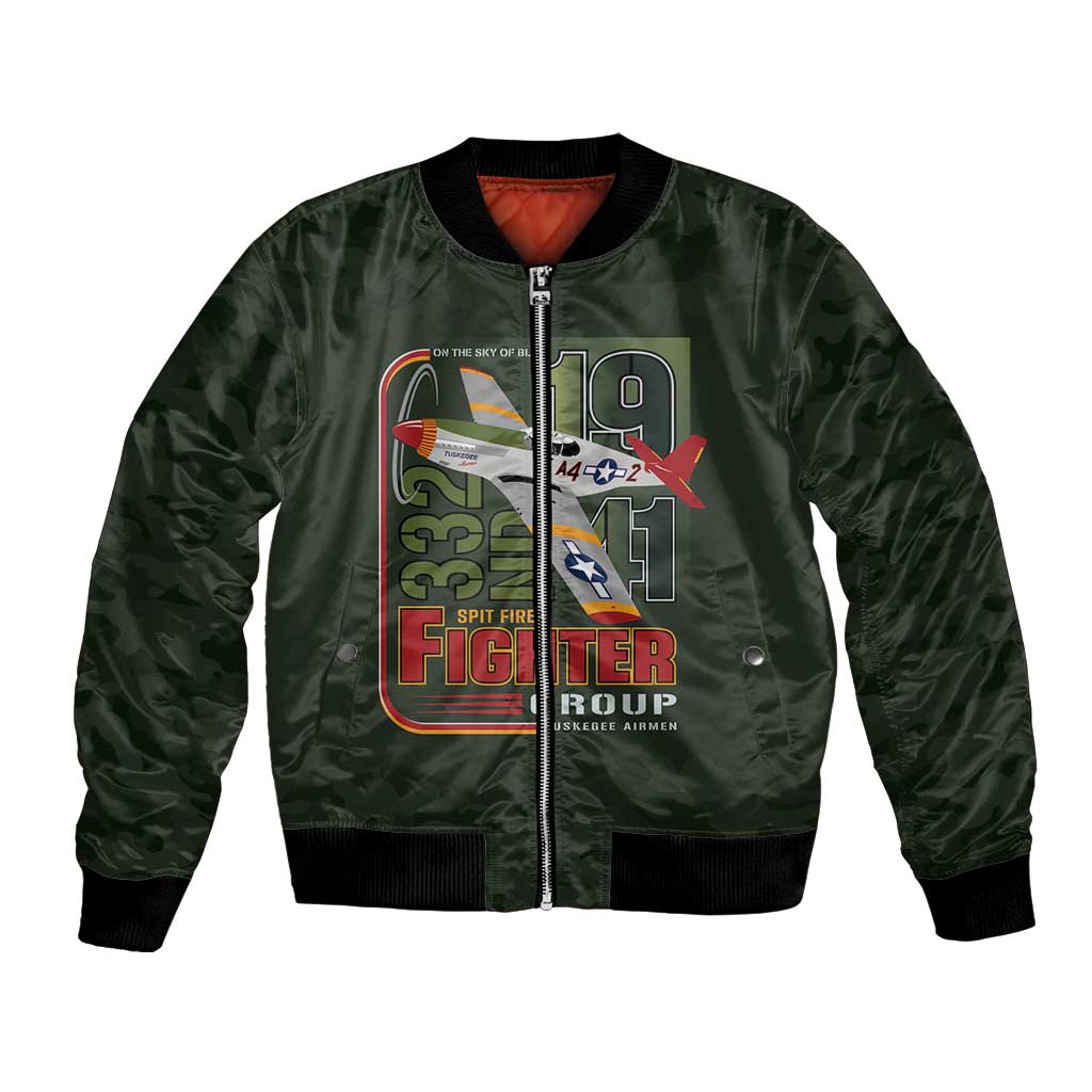 Tuskegee Airmen 332nd Spit Fire Bomber Jacket Camo Moss Green - Wonder Print Shop