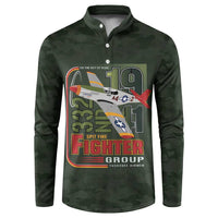 Tuskegee Airmen 332nd Spit Fire Button Sweatshirt Camo Moss Green - Wonder Print Shop
