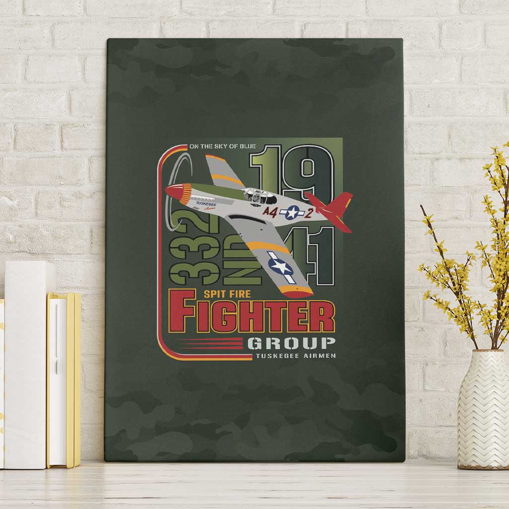 Tuskegee Airmen 332nd Spit Fire Canvas Wall Art Camo Moss Green - Wonder Print Shop