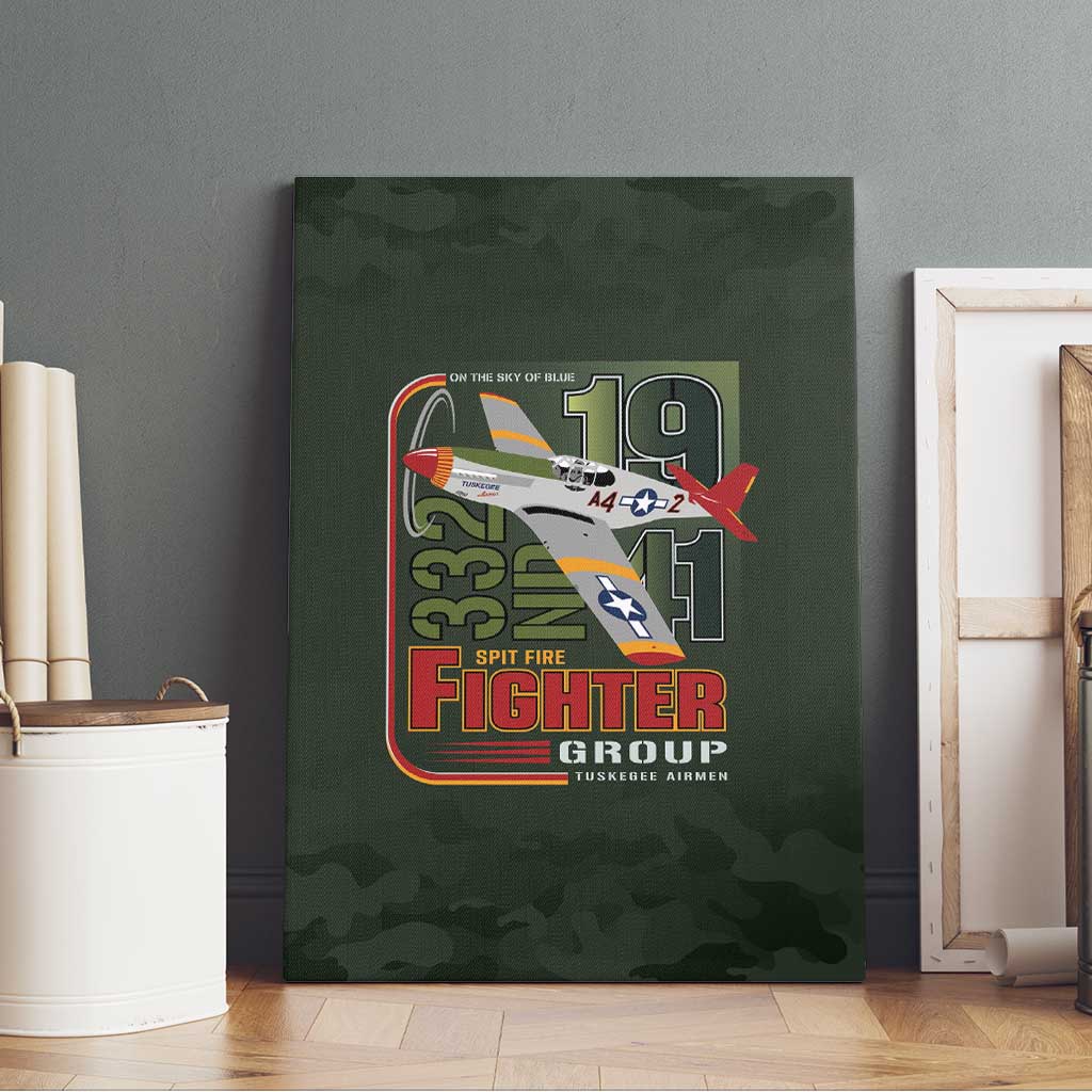 Tuskegee Airmen 332nd Spit Fire Canvas Wall Art Camo Moss Green - Wonder Print Shop