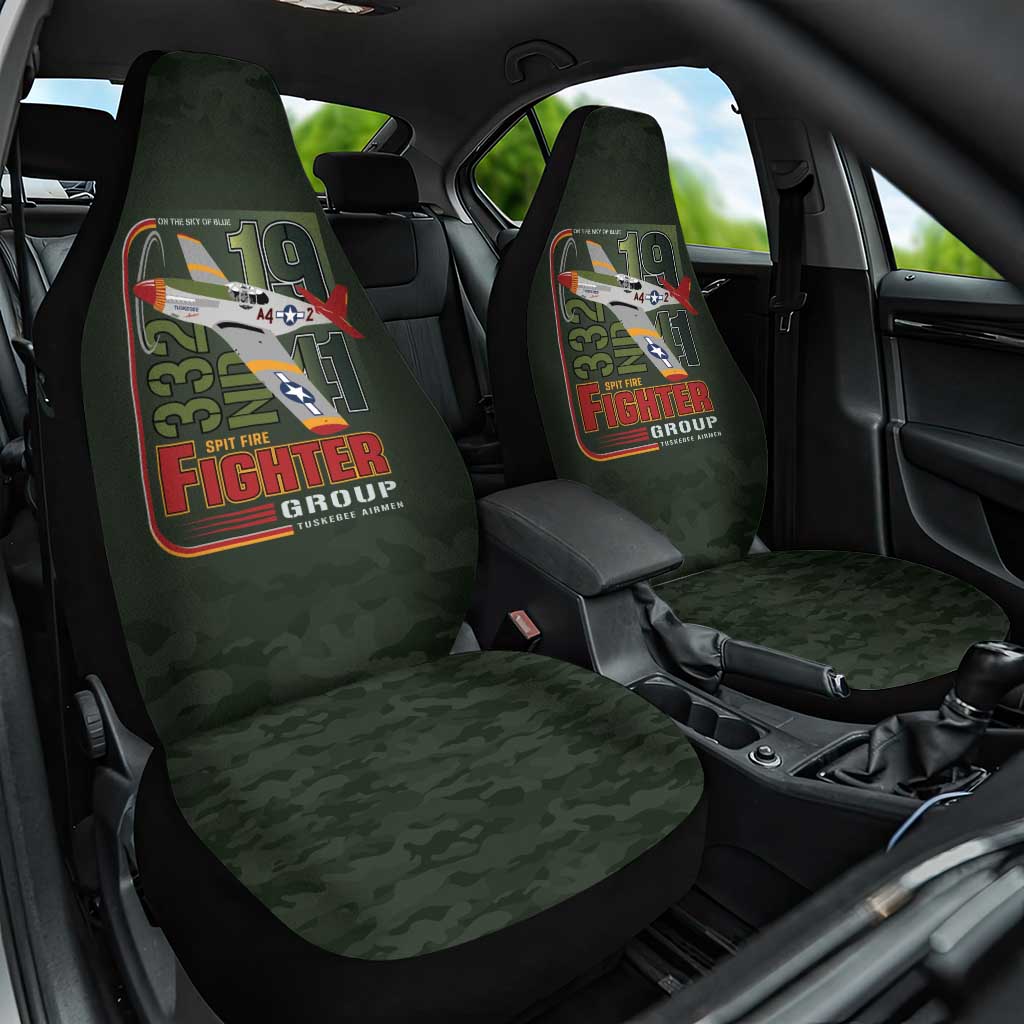Tuskegee Airmen 332nd Spit Fire Car Seat Cover Camo Moss Green - Wonder Print Shop