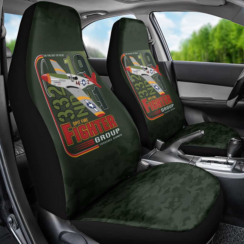 Tuskegee Airmen 332nd Spit Fire Car Seat Cover Camo Moss Green - Wonder Print Shop