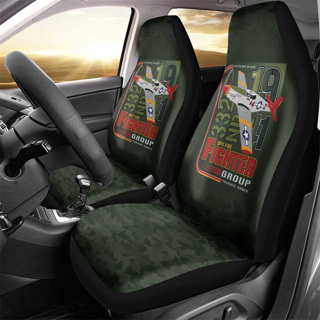 Tuskegee Airmen 332nd Spit Fire Car Seat Cover Camo Moss Green - Wonder Print Shop