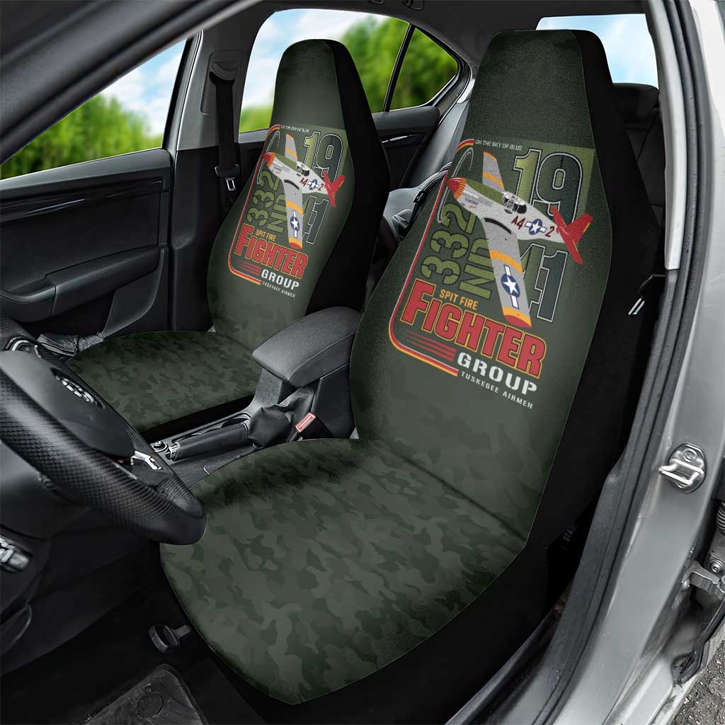 Tuskegee Airmen 332nd Spit Fire Car Seat Cover Camo Moss Green - Wonder Print Shop