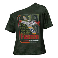 Tuskegee Airmen 332nd Spit Fire Cross Shoulder Shirt Camo Moss Green - Wonder Print Shop