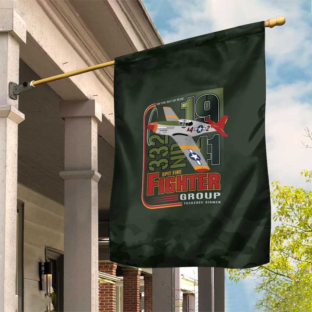 Tuskegee Airmen 332nd Spit Fire Garden Flag Camo Moss Green - Wonder Print Shop