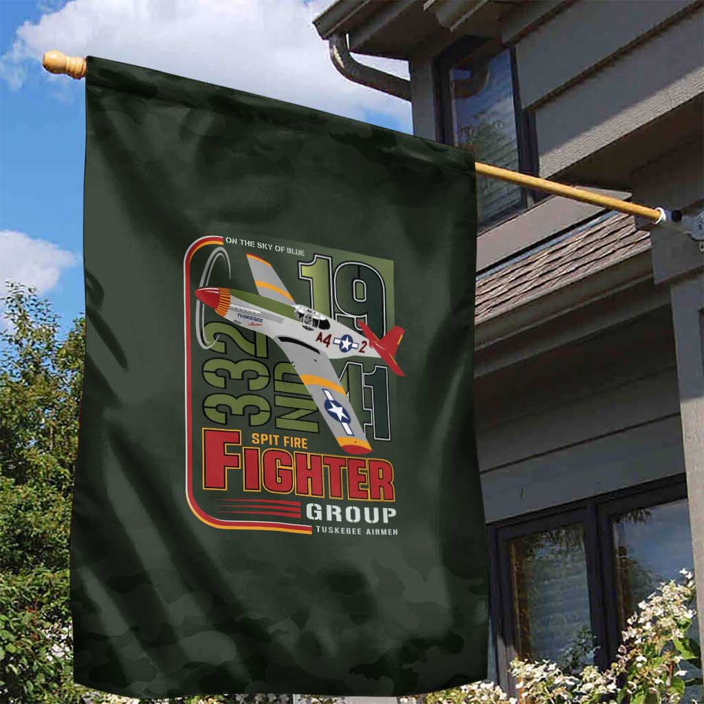 Tuskegee Airmen 332nd Spit Fire Garden Flag Camo Moss Green - Wonder Print Shop