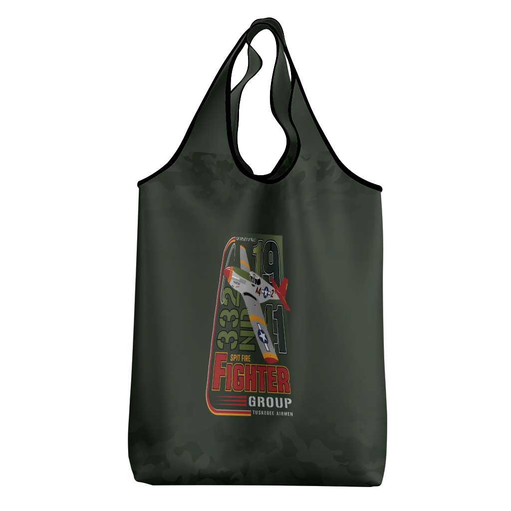Tuskegee Airmen 332nd Spit Fire Grocery Bag Camo Moss Green - Wonder Print Shop