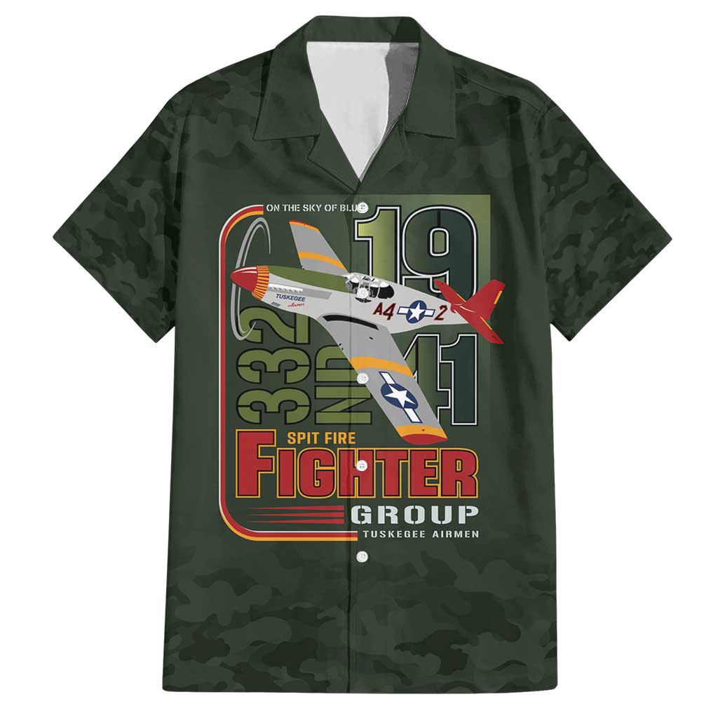 Tuskegee Airmen 332nd Spit Fire Hawaiian Shirt Camo Moss Green - Wonder Print Shop