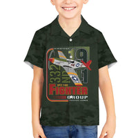 Tuskegee Airmen 332nd Spit Fire Kid Hawaiian Shirt Camo Moss Green - Wonder Print Shop