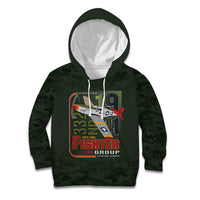 Tuskegee Airmen 332nd Spit Fire Kid Hoodie Camo Moss Green - Wonder Print Shop