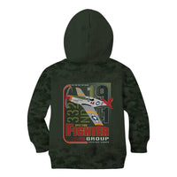 Tuskegee Airmen 332nd Spit Fire Kid Hoodie Camo Moss Green - Wonder Print Shop