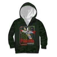 Tuskegee Airmen 332nd Spit Fire Kid Hoodie Camo Moss Green - Wonder Print Shop